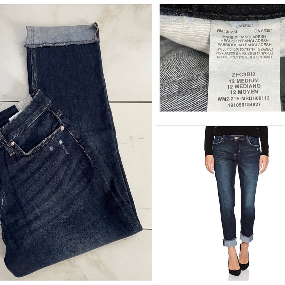 Riders by Lee Indigo Fringe Cuff Boyfriend Jeans Dark Wash 12 M (Reg) NWT